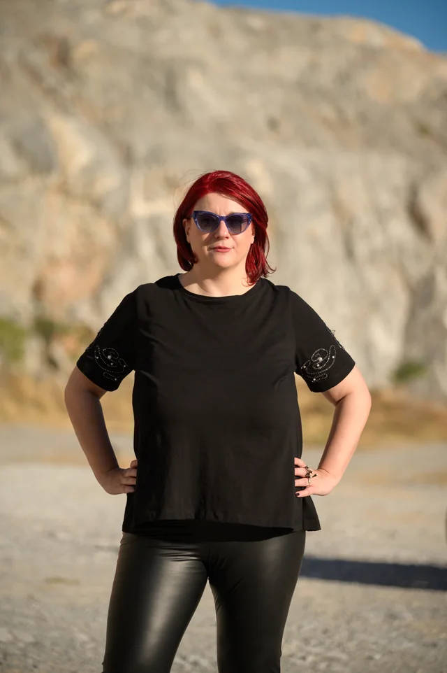 Maria at the Asvestochori photoshoot.