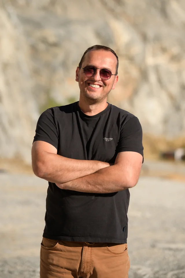 Vasilis at the Asvestochori photoshoot.